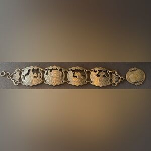 Vintage 1950 Don Quixote Story Book Bracelet, Silver Plated Brass